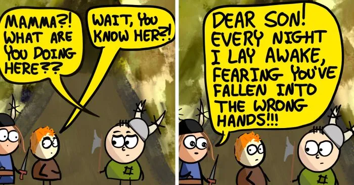 My 31 Comics About An Over-Possessive Mom Who Joins Her Son On A Viking Raid