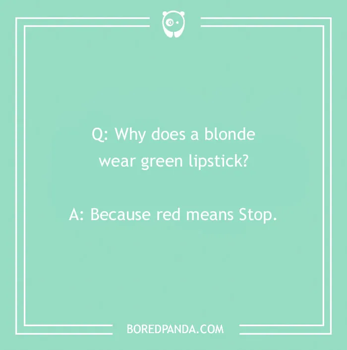 Flirty joke about lipstick color on a turquoise background, with Bored Panda logo.