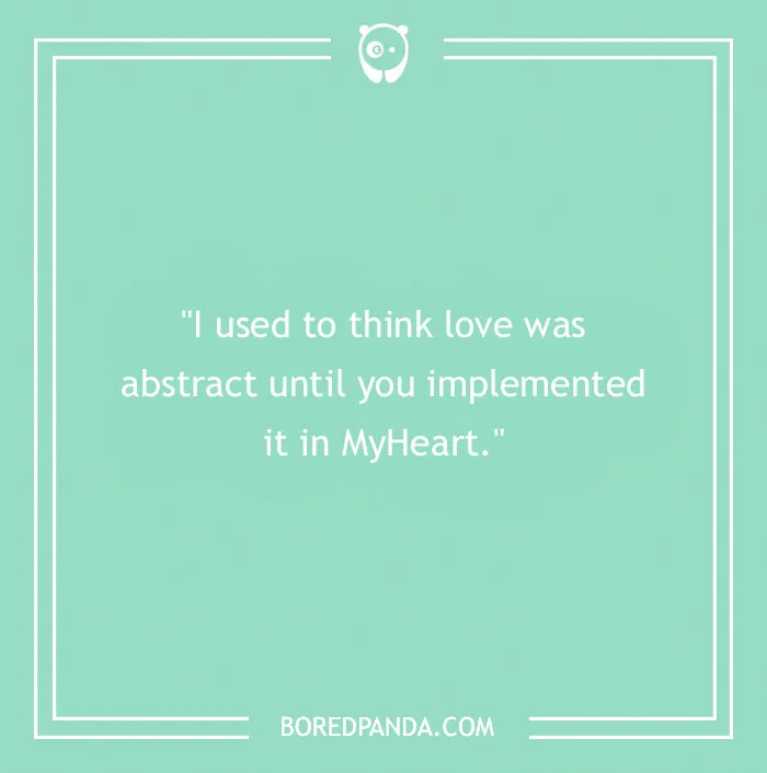 A flirty joke displayed on a mint green background aims to make your crush smile.