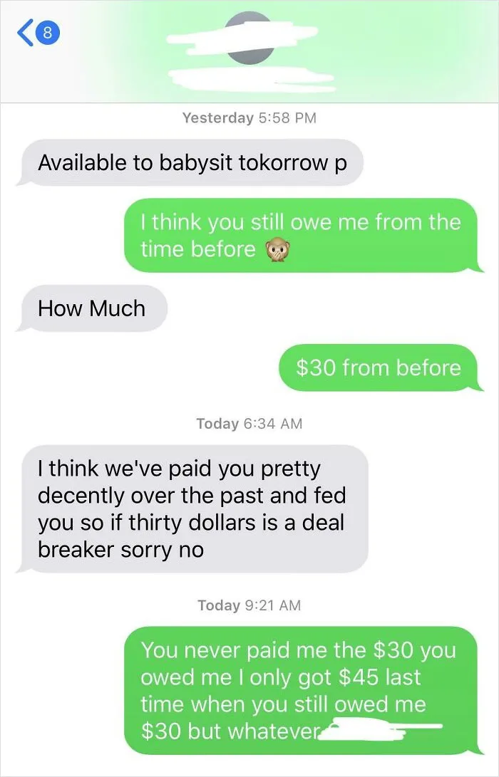 Paying You To Babysit Is “A Deal Breaker Sorry No”