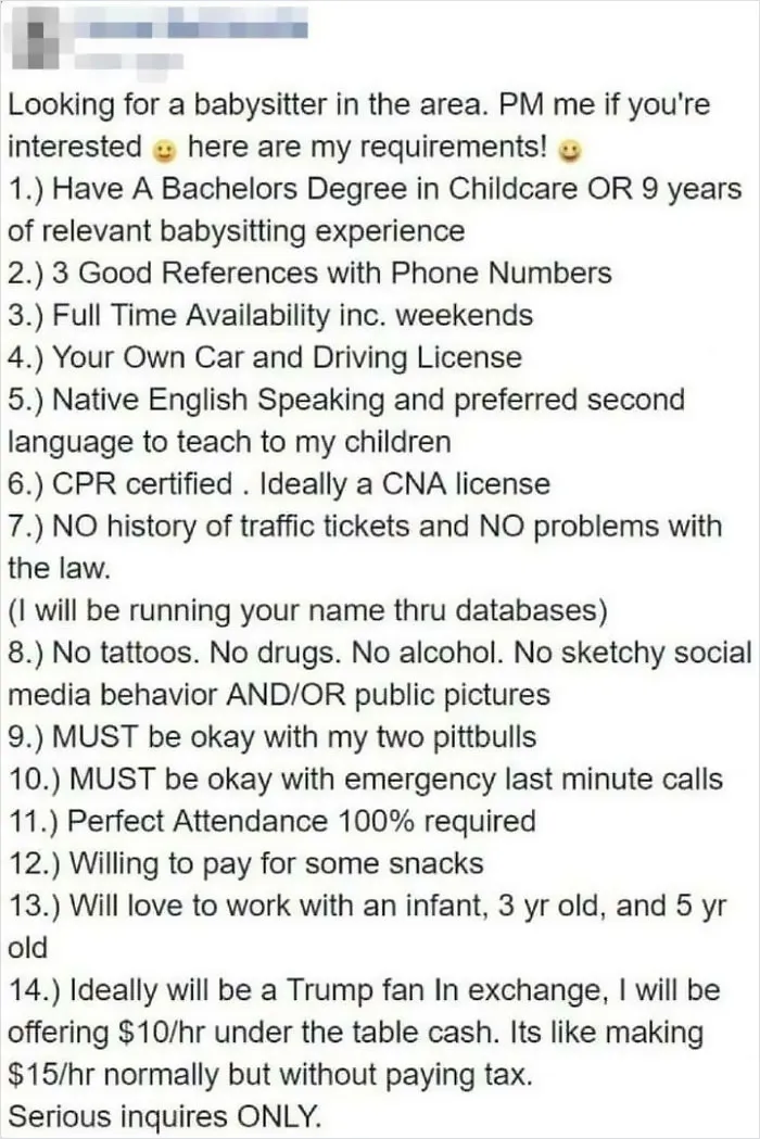 It's Always A "Nanny" That They Want For Dirt Cheap Or Less