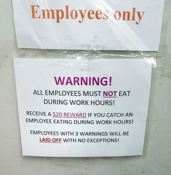 Eat And Get Laid Off. Snitches Get $20