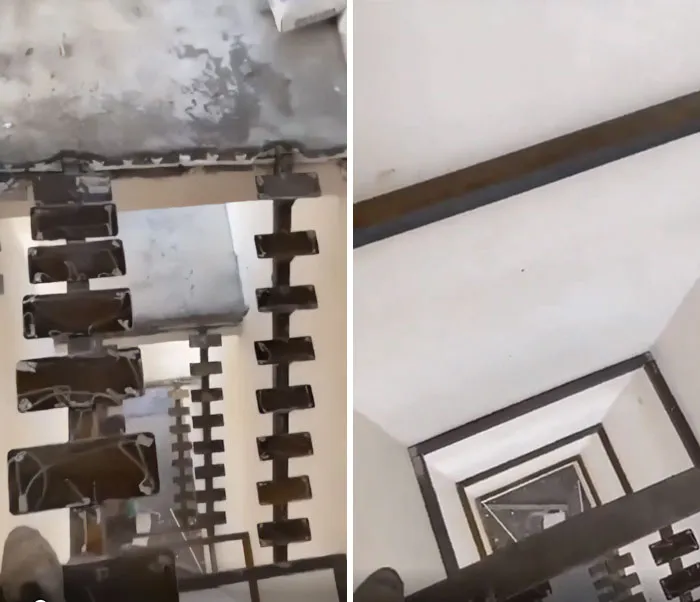 Bajando con solo la estructura de la escalera