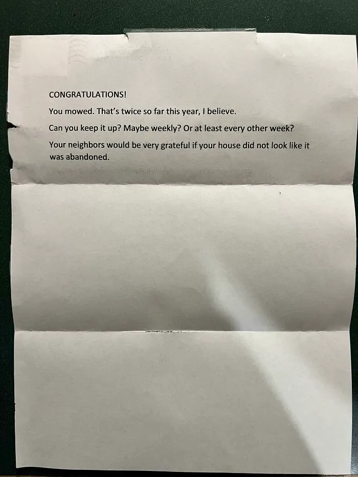 Received In The Mail From A Concerned Neighbor