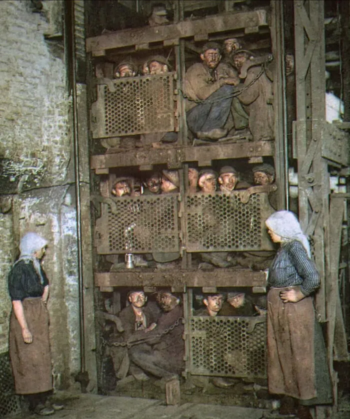 Coal Miners Returning From The Depths After A Days Work, Belgium, Circa 1900
