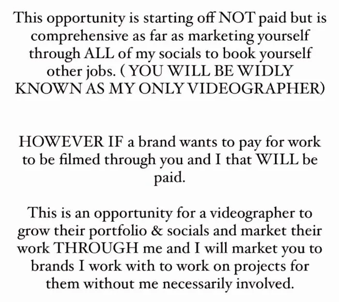 The Amount Of, ‘You’re Getting Paid By Exposure’ Cb’s These Days. She Has Less Than 60k Followers, Most Of Which Seem Purchased