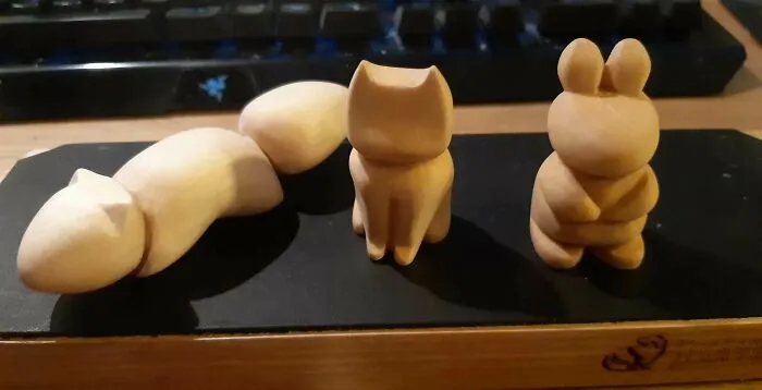 Fairly New To Carving, My Three First Projects From Left To Right. Hope Sanding Isn't Blasphemous