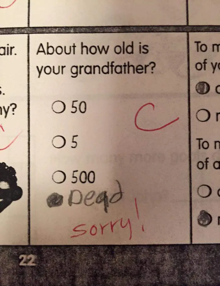My Mom Found One Of My Old Tests From Almost 20 Years Ago