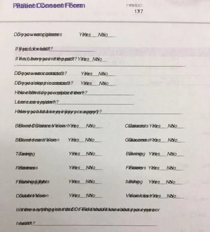 This Misprinted Patient Consent Form I Got From My Eye Doctor