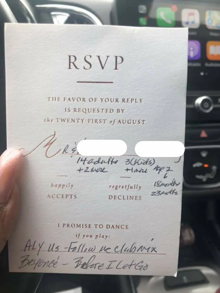 Invitando a 20 personas extra a una boda