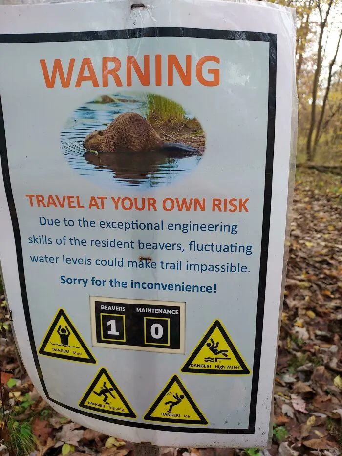 Park Maintenance Puts Up Signs To Alert Hikers
