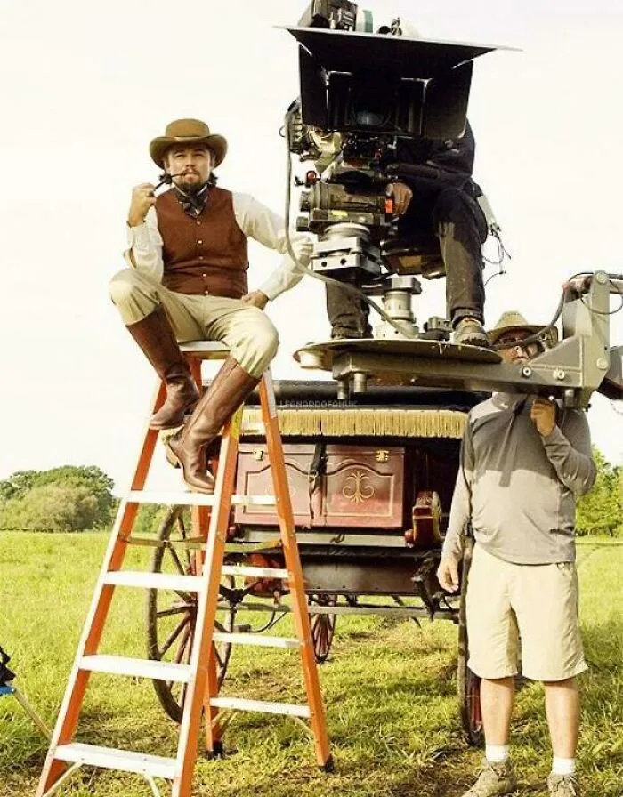 Leonardo Dicaprio en el rodaje de Django