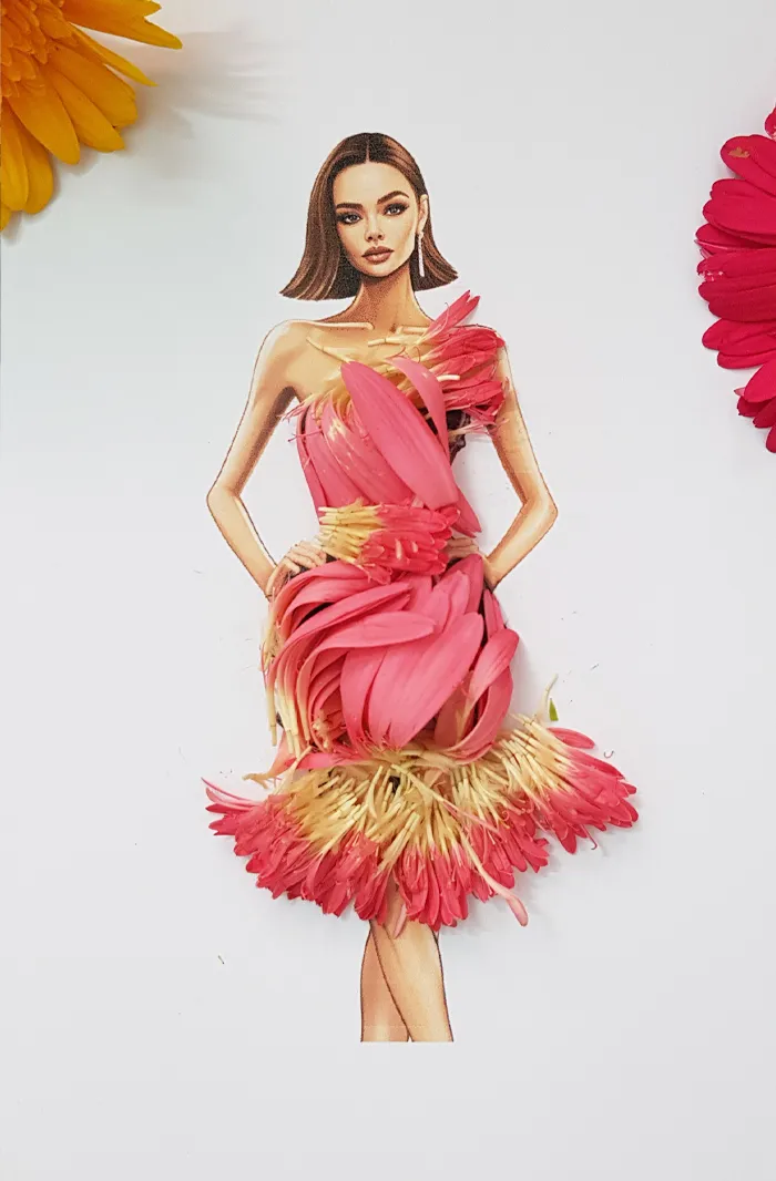 37 Dresses That I Made Out Of Flower Petals, Leaves And Stems For These Illustrations