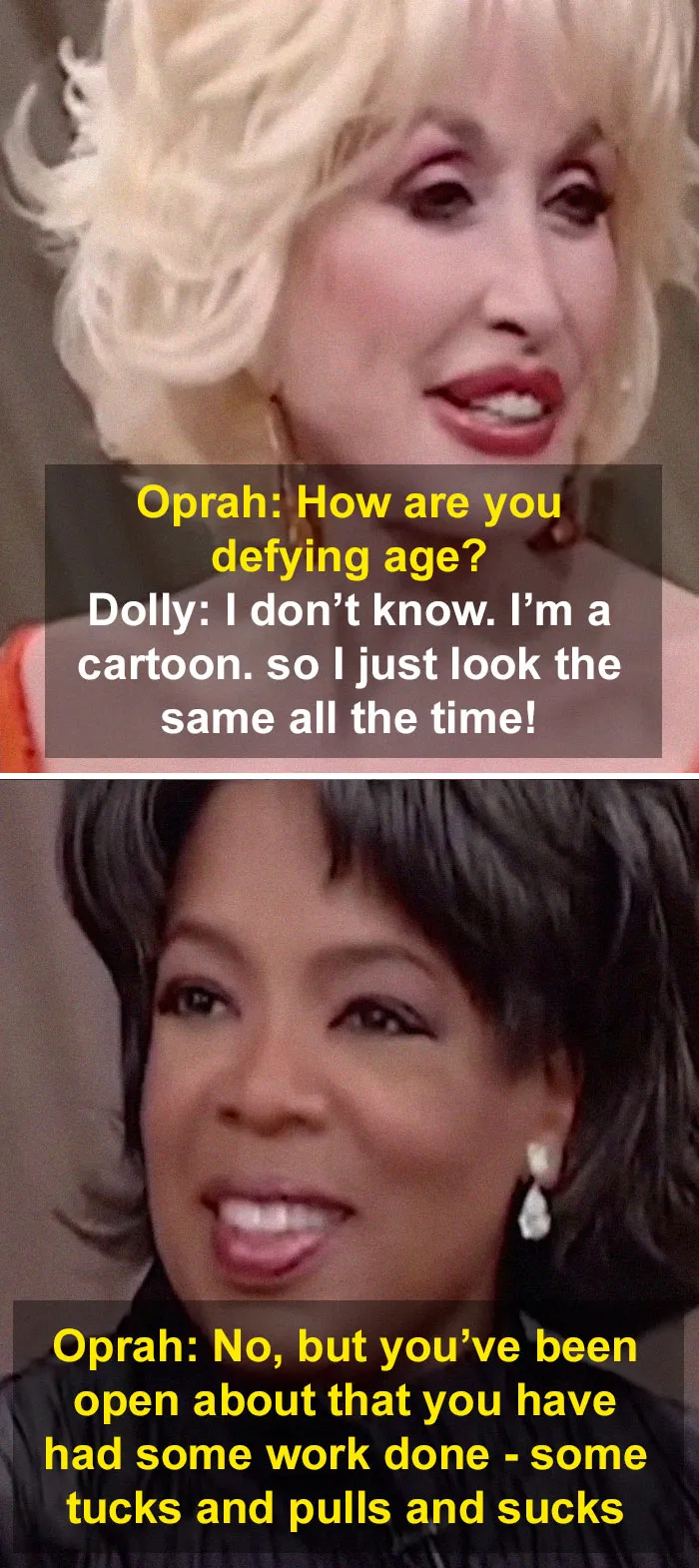 In 2003, Oprah Pressured Dolly Parton To Reveal What Kind Of Cosmetic Surgery She'd Had Done