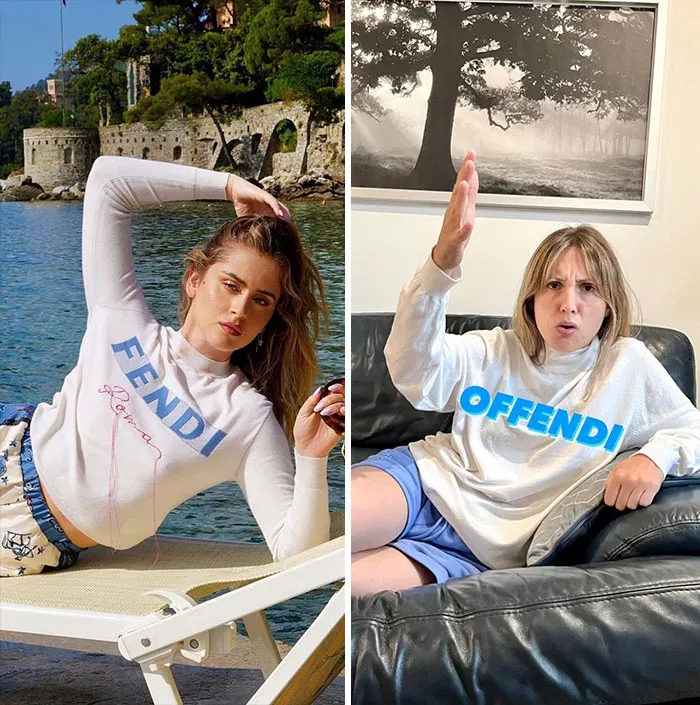 This Couple Hilariously Recreates Influencer Photos With Stuff They Find At Home, And Here’s The Result (35 Pics)