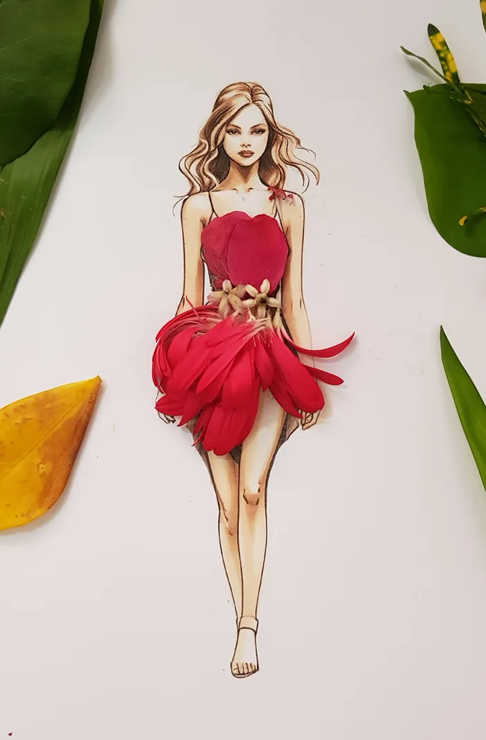 37 Dresses That I Made Out Of Flower Petals, Leaves And Stems For These Illustrations