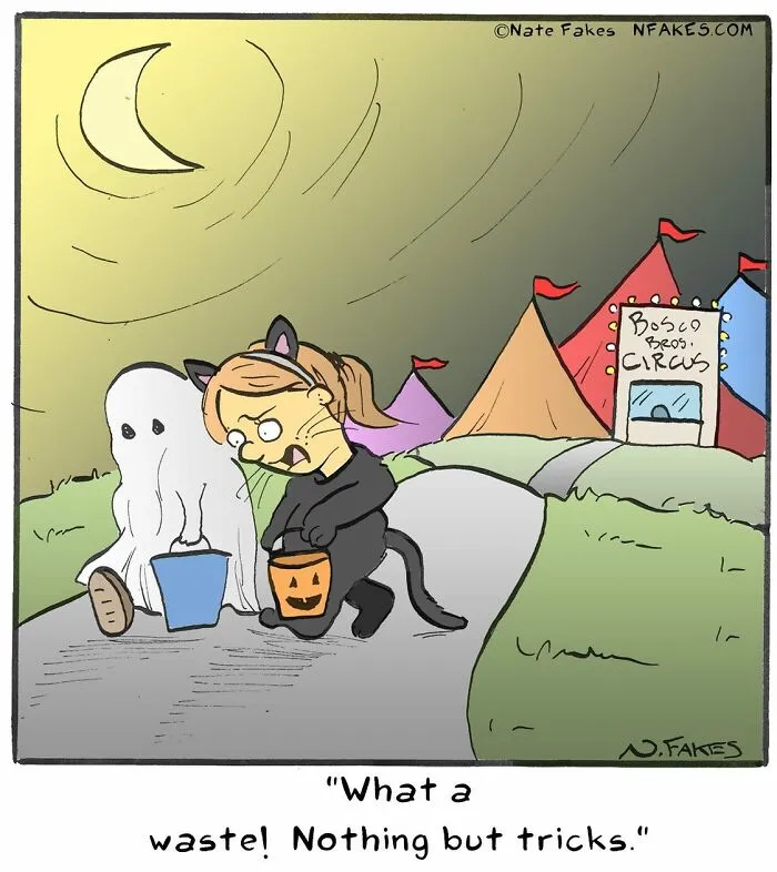 This Comics Artist Makes People Laugh With Single-Panel Jokes, And Here's The Halloween Edition (50 Pics)
