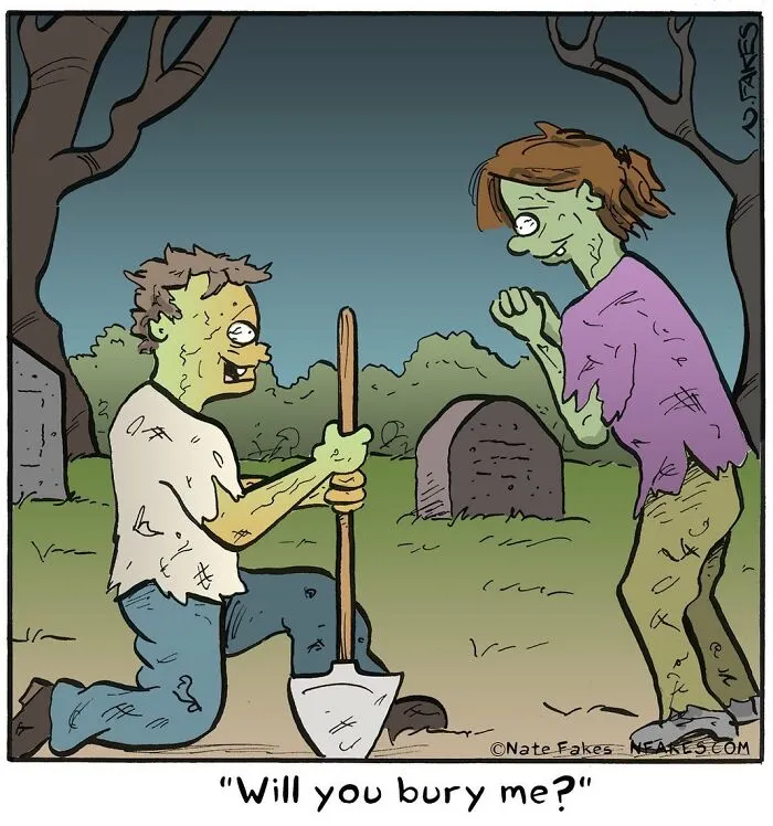 This Comics Artist Makes People Laugh With Single-Panel Jokes, And Here's The Halloween Edition (50 Pics)