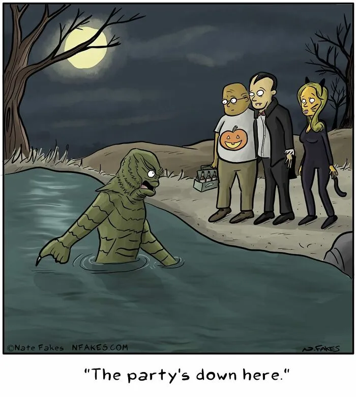 This Comics Artist Makes People Laugh With Single-Panel Jokes, And Here's The Halloween Edition (50 Pics)