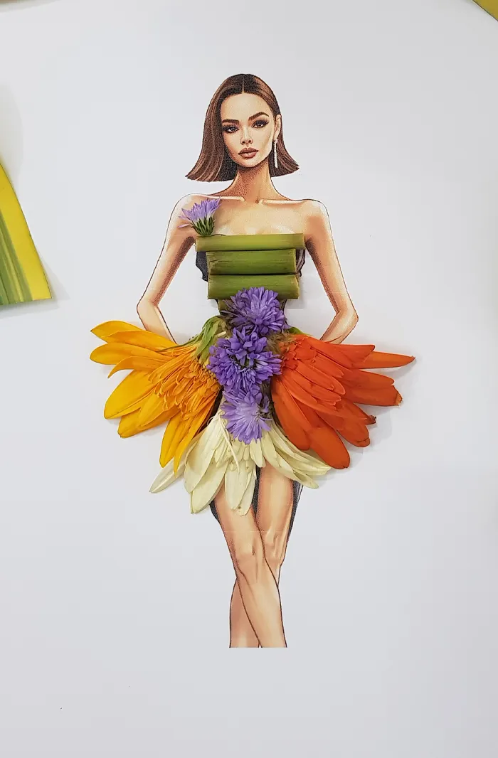 37 Dresses That I Made Out Of Flower Petals, Leaves And Stems For These Illustrations