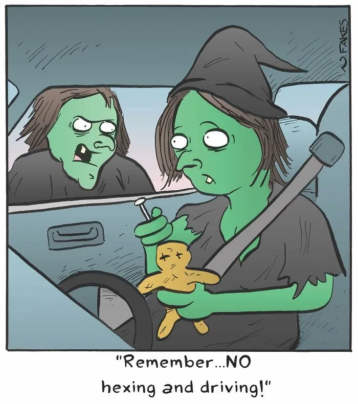 This Comics Artist Makes People Laugh With Single-Panel Jokes, And Here's The Halloween Edition (50 Pics)