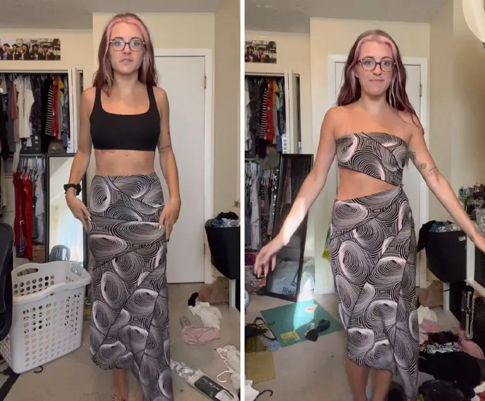 This Woman Goes Viral For Transforming Thrift Store Finds Into Amazing Outfits (31 Pics)