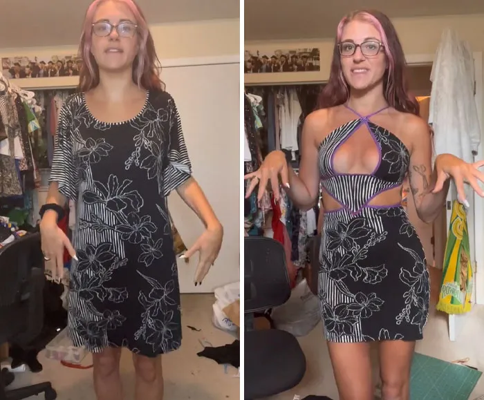 This Woman Goes Viral For Transforming Thrift Store Finds Into Amazing Outfits (31 Pics)