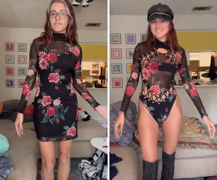 This Woman Goes Viral For Transforming Thrift Store Finds Into Amazing Outfits (31 Pics)