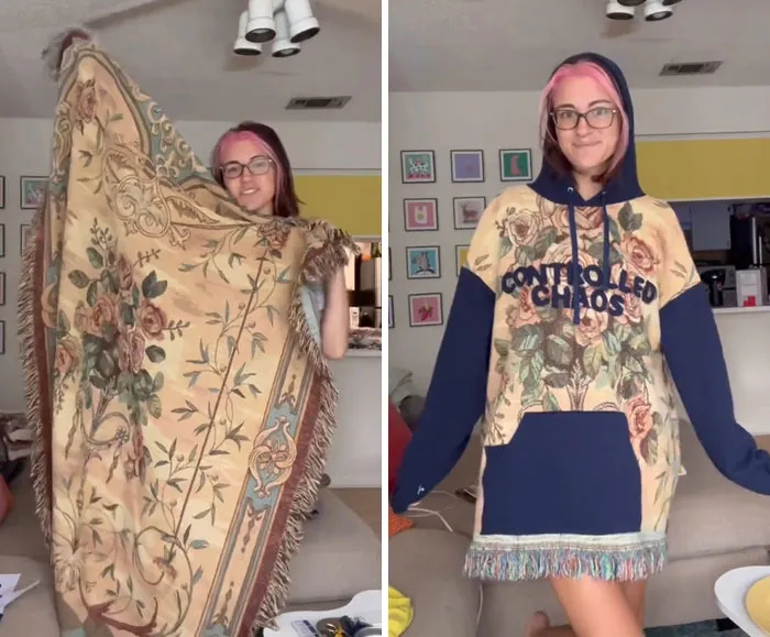 This Woman Goes Viral For Transforming Thrift Store Finds Into Amazing Outfits (31 Pics)