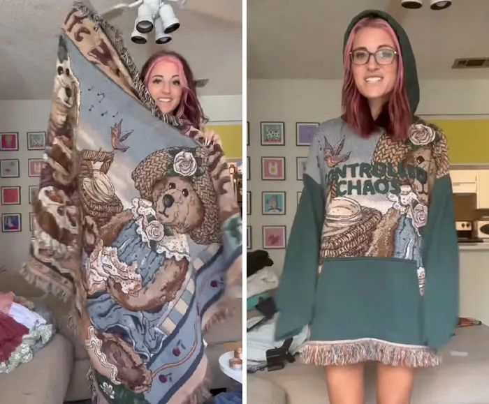 This Woman Goes Viral For Transforming Thrift Store Finds Into Amazing Outfits (31 Pics)