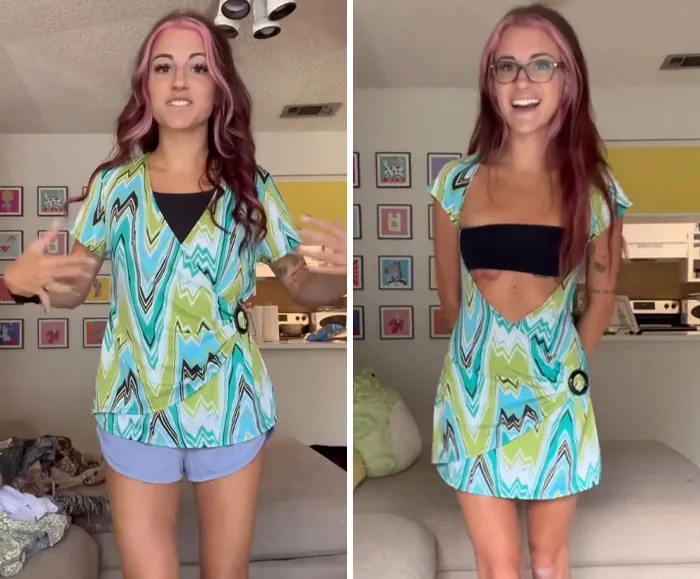 This Woman Goes Viral For Transforming Thrift Store Finds Into Amazing Outfits (31 Pics)