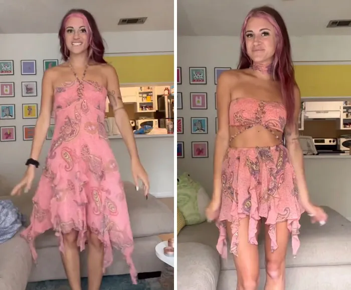 This Woman Goes Viral For Transforming Thrift Store Finds Into Amazing Outfits (31 Pics)