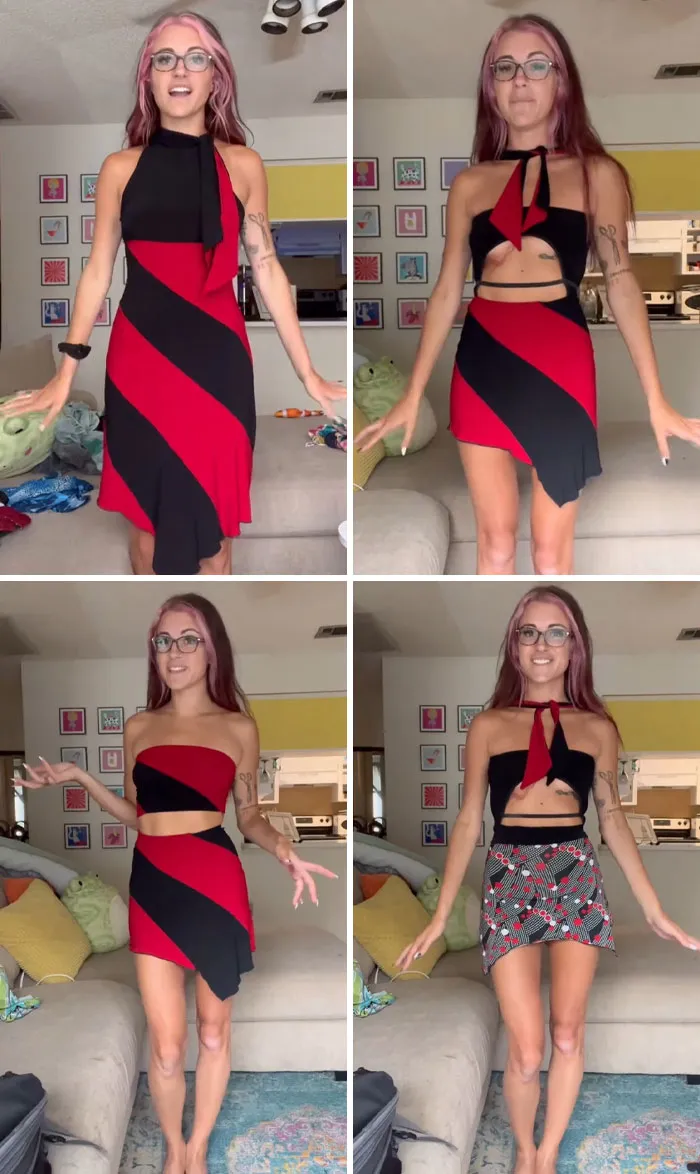 This Woman Goes Viral For Transforming Thrift Store Finds Into Amazing Outfits (31 Pics)