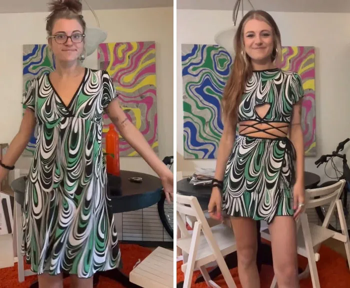 This Woman Goes Viral For Transforming Thrift Store Finds Into Amazing Outfits (31 Pics)