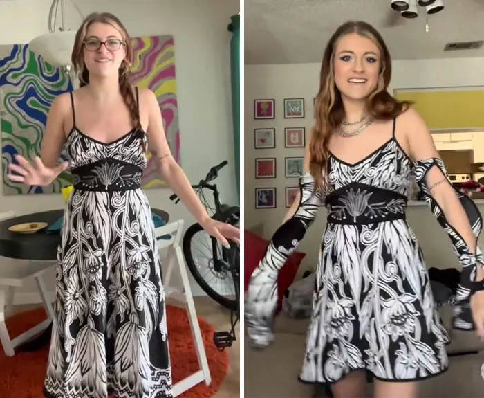 This Woman Goes Viral For Transforming Thrift Store Finds Into Amazing Outfits (31 Pics)