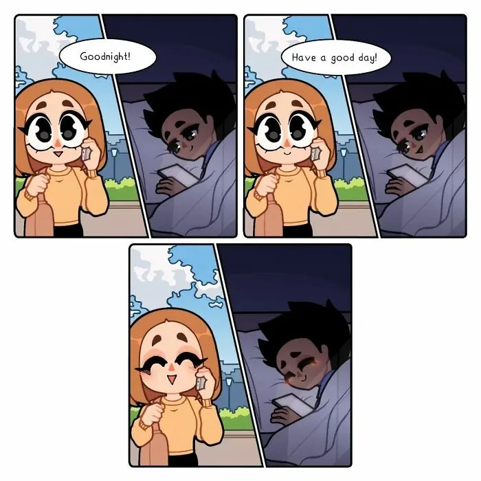 30 Long-Distance Relationship Moments That This Couple Shares, Illustrated By This Artist