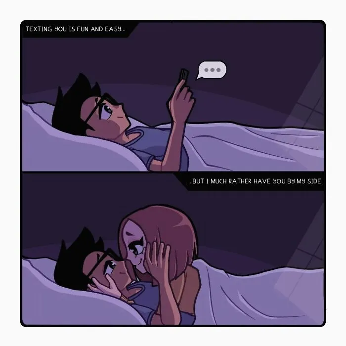 30 Long-Distance Relationship Moments That This Couple Shares, Illustrated By This Artist