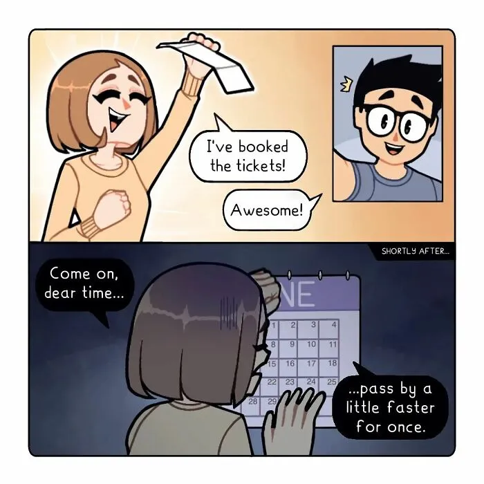 30 Long-Distance Relationship Moments That This Couple Shares, Illustrated By This Artist