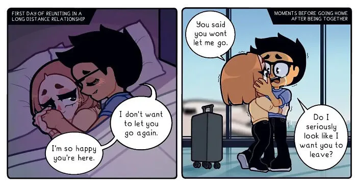 30 Long-Distance Relationship Moments That This Couple Shares, Illustrated By This Artist