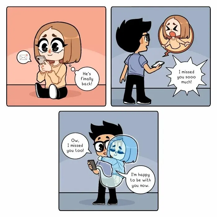 30 Long-Distance Relationship Moments That This Couple Shares, Illustrated By This Artist
