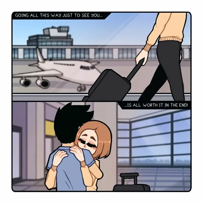 30 Long-Distance Relationship Moments That This Couple Shares, Illustrated By This Artist