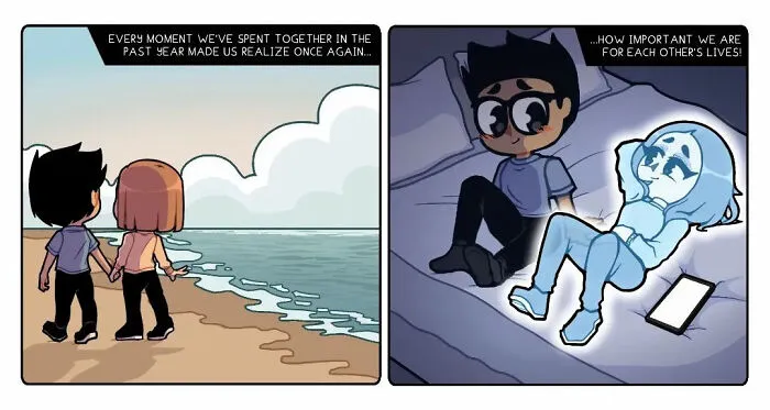 30 Long-Distance Relationship Moments That This Couple Shares, Illustrated By This Artist