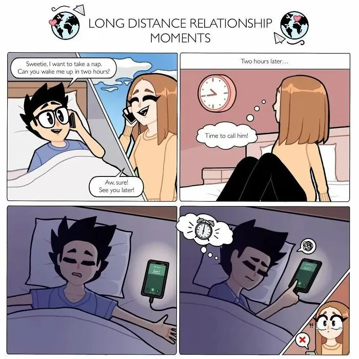30 Long-Distance Relationship Moments That This Couple Shares, Illustrated By This Artist