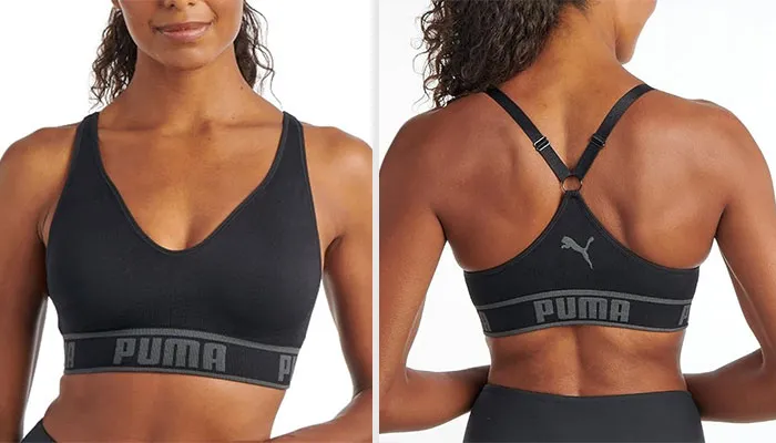 Puma Women's Seamless Sports Bra: A Soft And Stylish Cotton-Elastane Blend Bra Offering A Versatile Choice For Both Gym Sessions And Home Lounging