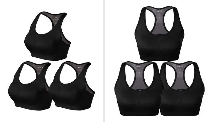 Match Womens Sports Seamless Padded Racerback Bra: Providing Snug Fit, Double-Layer Support And Comfort, Ideal For Low To Medium Impact Activities And Everyday Wear