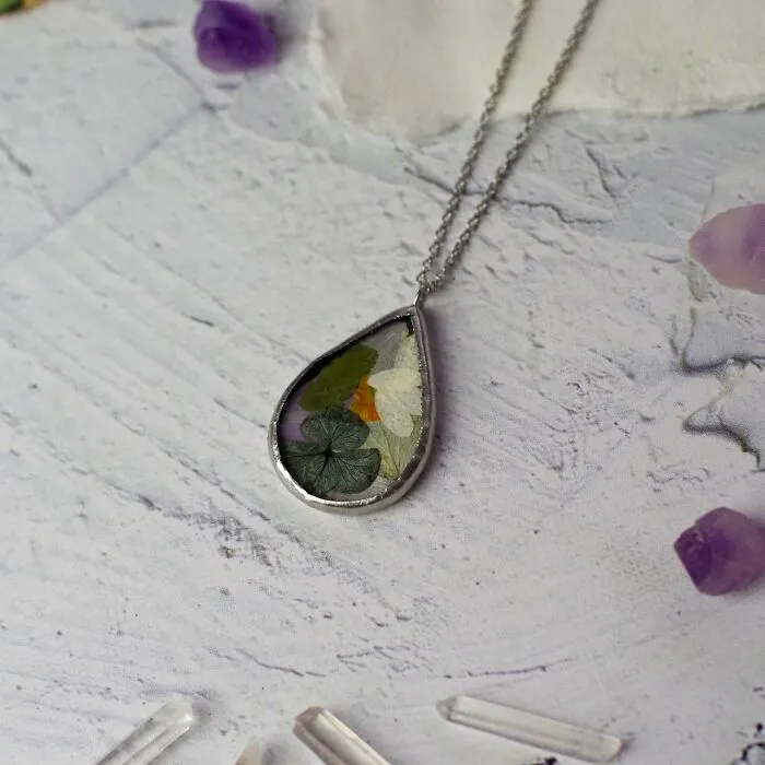 I Made Unique Handmade Tiffany Jewelry From Glass, Real Flowers And Fern