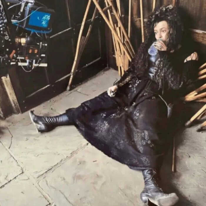 Helena Bonham Carter (Bellatrix Lestrange) On The Set Of Harry Potter