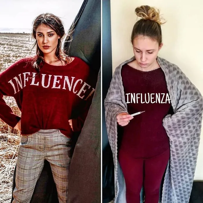 This Couple Hilariously Recreates Influencer Photos With Stuff They Find At Home, And Here’s The Result (35 Pics)