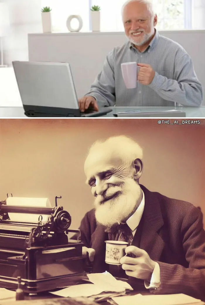 20 AI Recreations Of Popular Memes Shown As If They Were Captured Back In Time