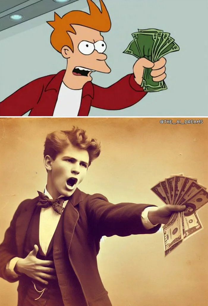 20 AI Recreations Of Popular Memes Shown As If They Were Captured Back In Time